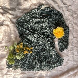 Green and White Paisely Mini Dress/Tunic